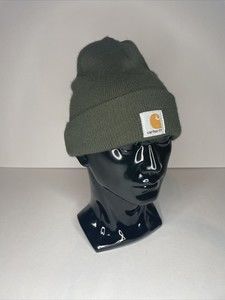 green carhartt benie/hat. sock hat with carhartt patch